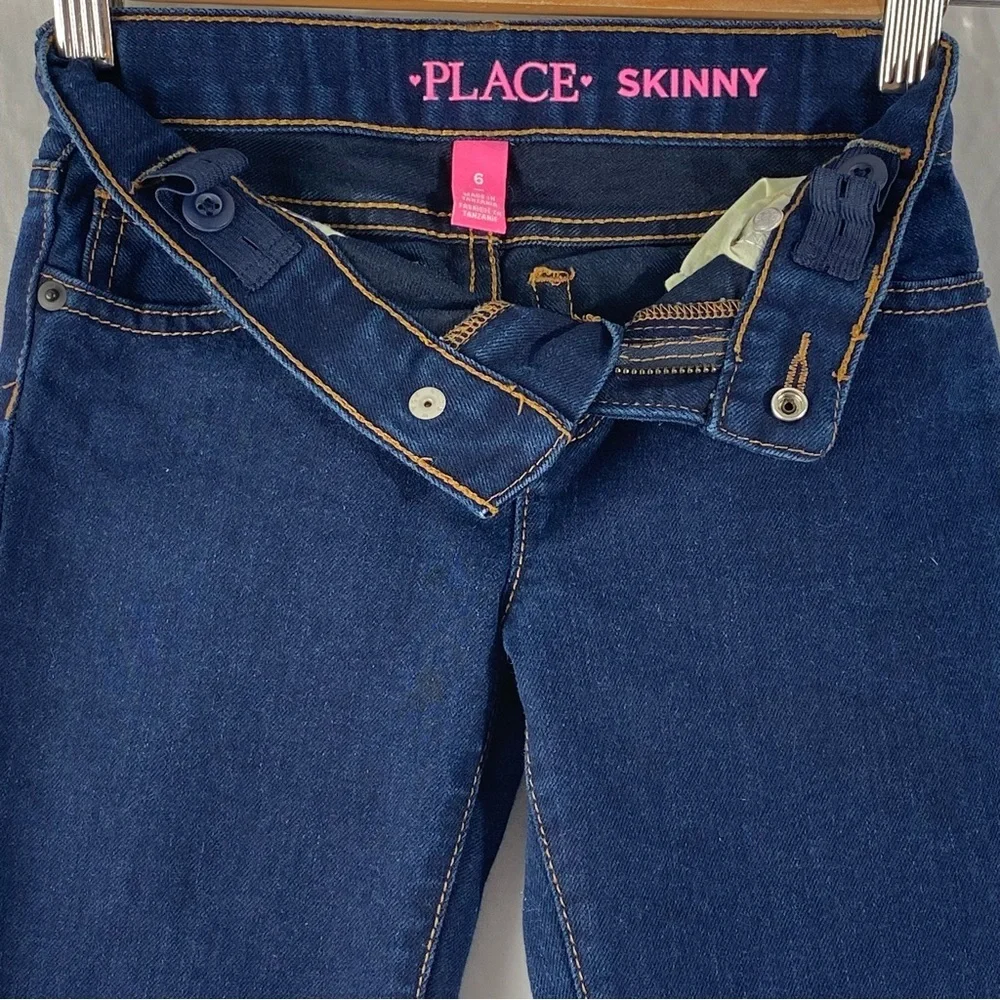 The Children’s Place Girl Skinny Dark Blue Jeans Waist Adjustable Band Size 6